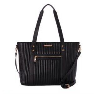 Poppy and peonies work work from anywhere quilted black tote